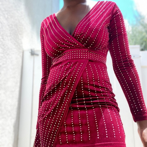 Windsor Dresses Sexy Form Fitting Red Dress With Rhinestones Poshmark